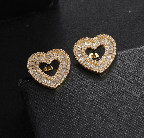 Bling Heart Cubic Zirconia Earrings