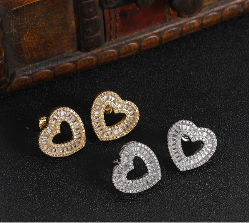 Bling Heart Cubic Zirconia Earrings