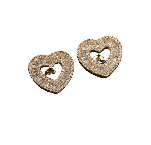 Bling Heart Cubic Zirconia Earrings