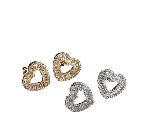 Bling Heart Cubic Zirconia Earrings