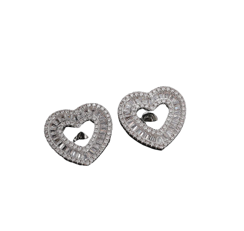 Bling Heart Cubic Zirconia Earrings