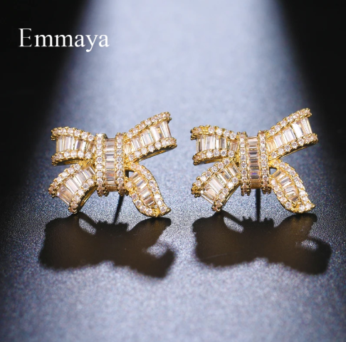 EMMAYA Sparkling Zirconia Bow-Shaped Earrings