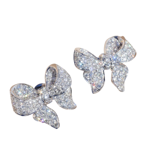 Minimalist Bow Knot Crystal Earrings