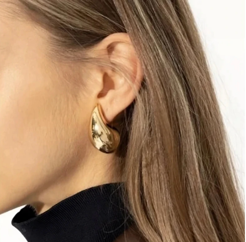 TEARDROP Gold-Plated Dome Drop Earrings